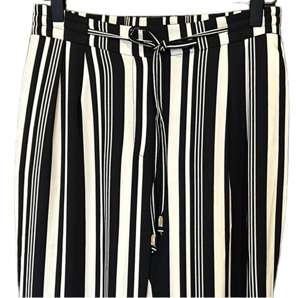 ZARA Basic Black White Stripe Drawstring Trouser Pant XS - Picture 5 of 10